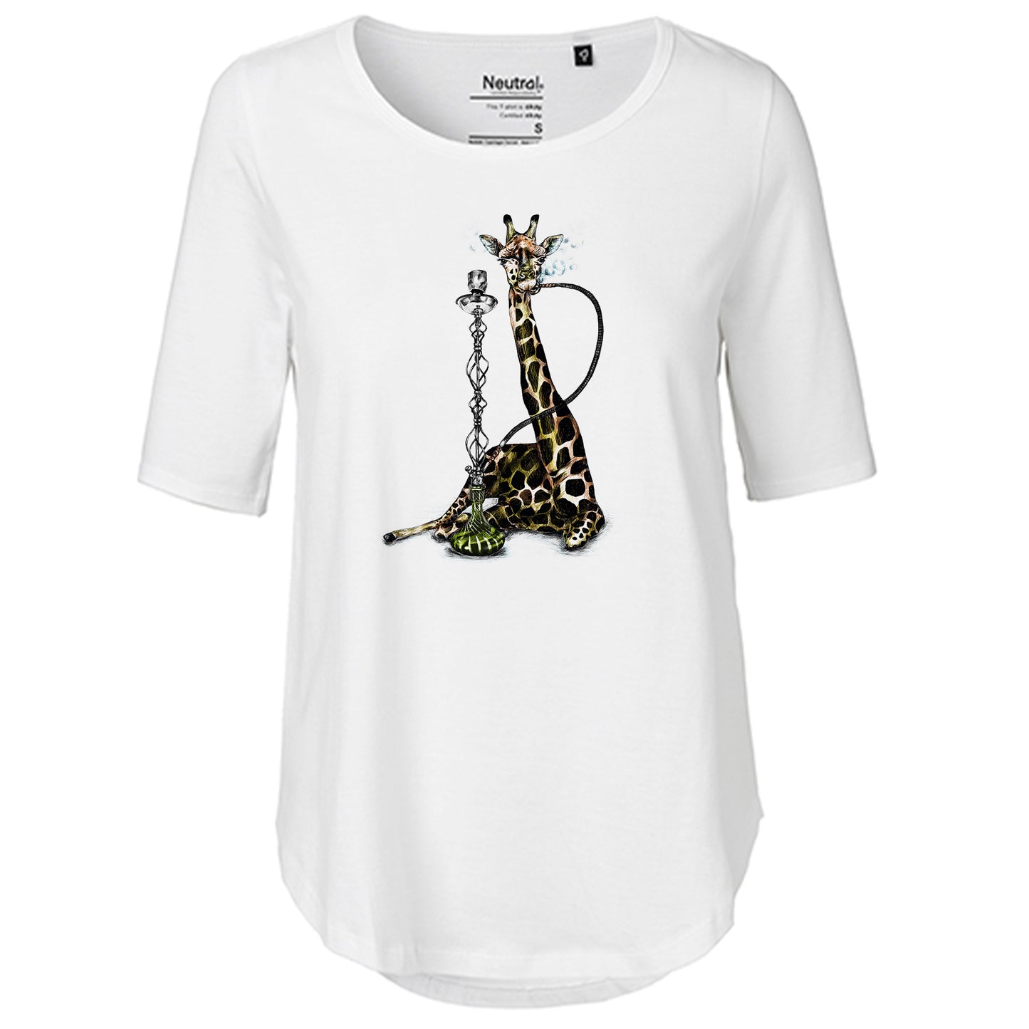 T-Shirt Damen FairTrade Oversized Half Sleeve "Giraffe Shisha"