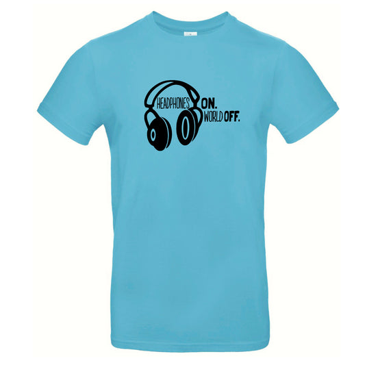 FairWear Herren T-Shirt 'Headphones ON - World OFF' Baumwolle