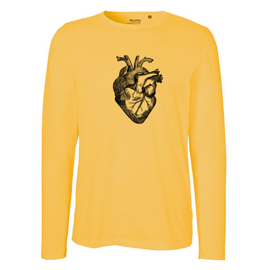 Herren FairTrade Longsleeve Shirt | Motiv"Herz anatomisch - gezeichnet" | 100% Bio-Baumwolle und aus nachhaltiger Produktion | Größen S-3XL