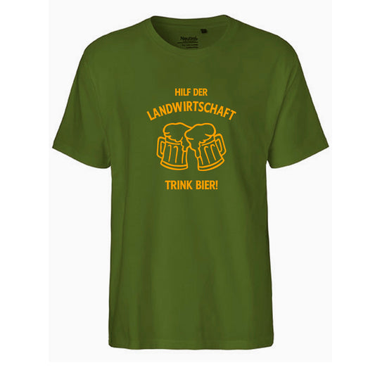 FairTrade Herren T-Shirt 'Hilf der Landwirtschaft - Trink Bier!' Bio-Baumwolle