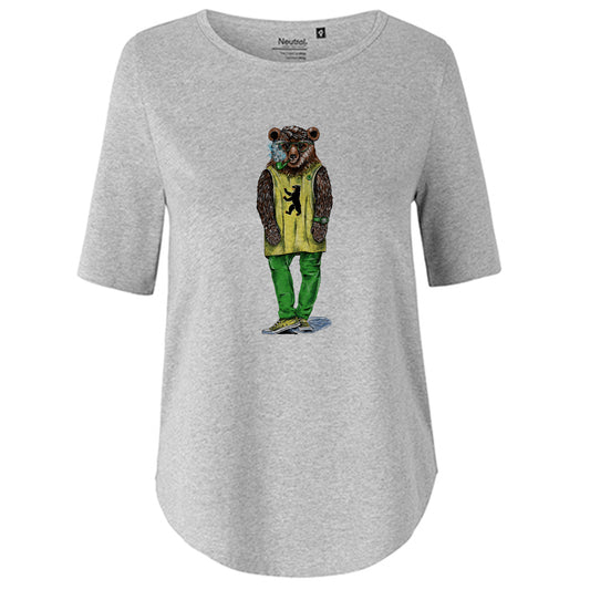Kopie von T-Shirt Damen FairTrade Oversized Half Sleeve "Hipsterbär"