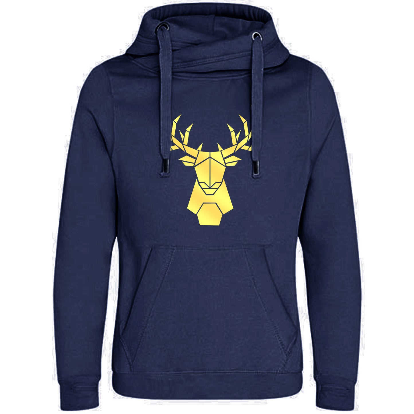 Cross Neck Hoodie/ Pulli / Motiv:  Hirsch origami