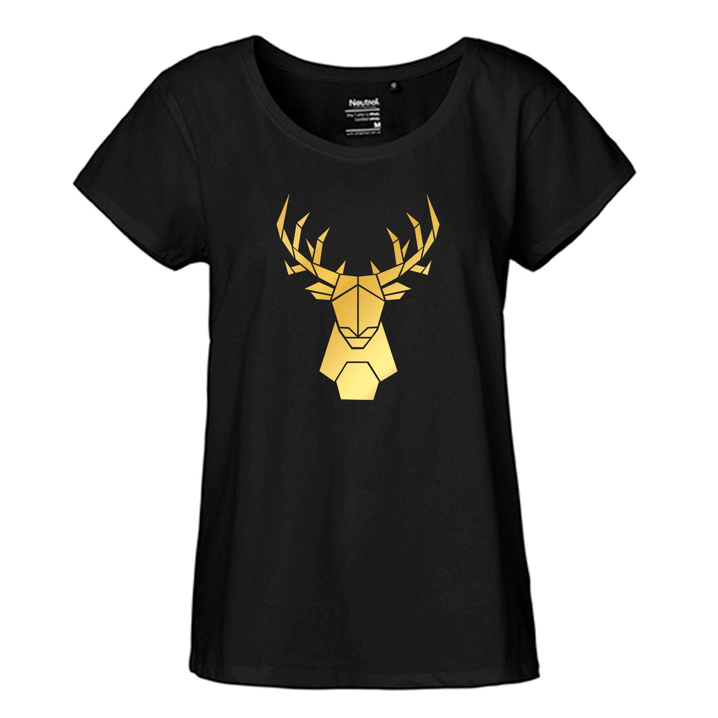 FairTrade Loose Fit Ladies T-Shirt 'Deer Origami' organic cotton