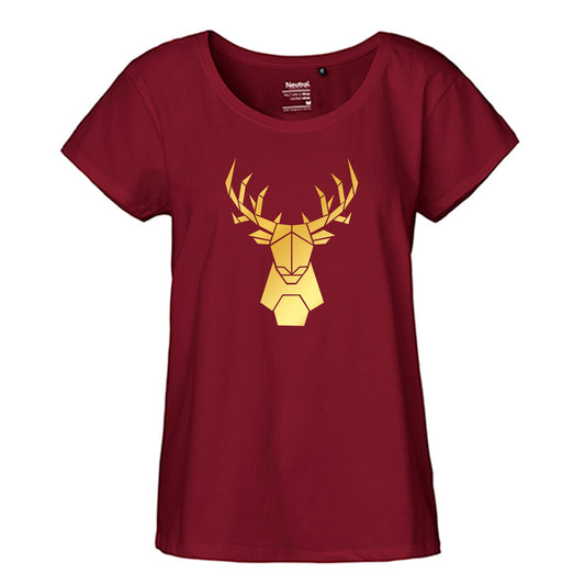 FairTrade Loose Fit Ladies T-Shirt 'Deer Origami' organic cotton