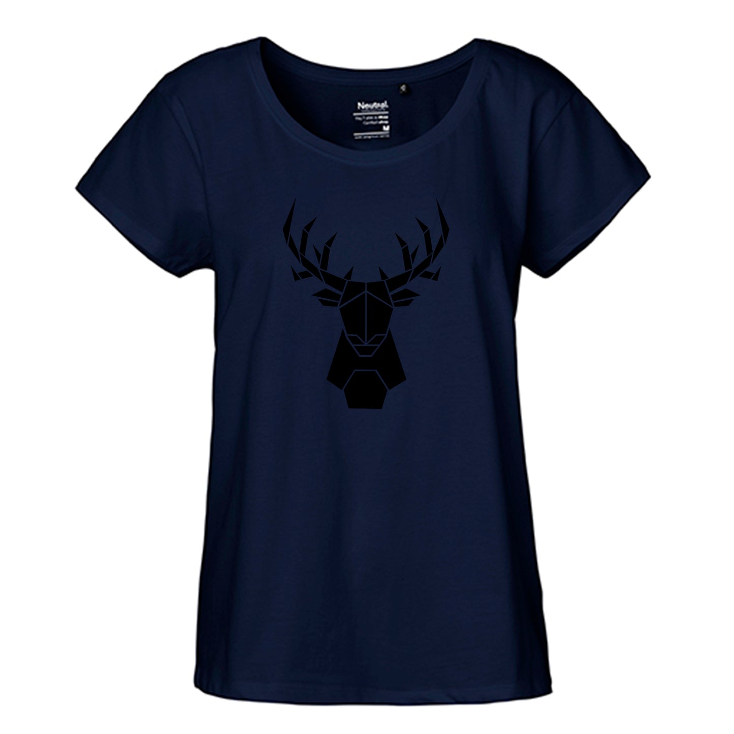 FairTrade Loose Fit Ladies T-Shirt 'Deer Origami' organic cotton