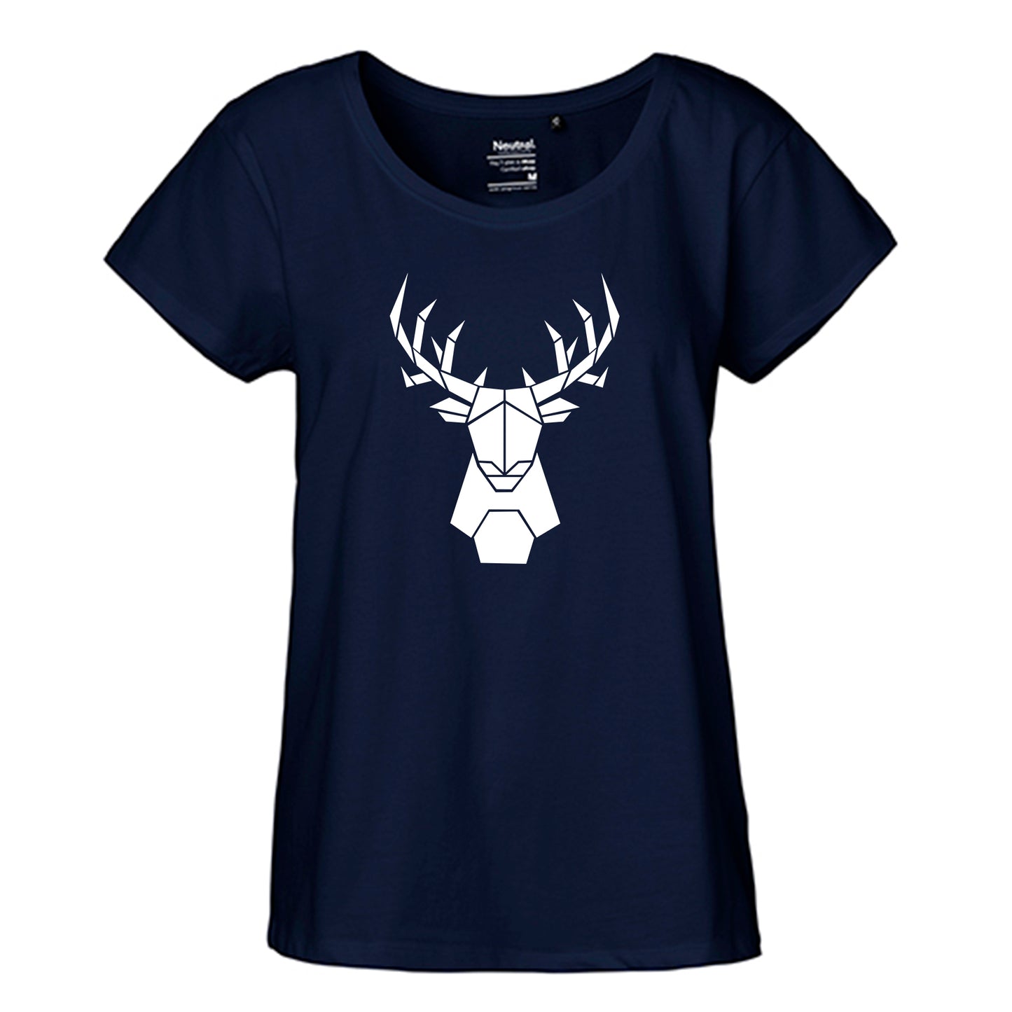 FairTrade Loose Fit Ladies T-Shirt 'Deer Origami' organic cotton