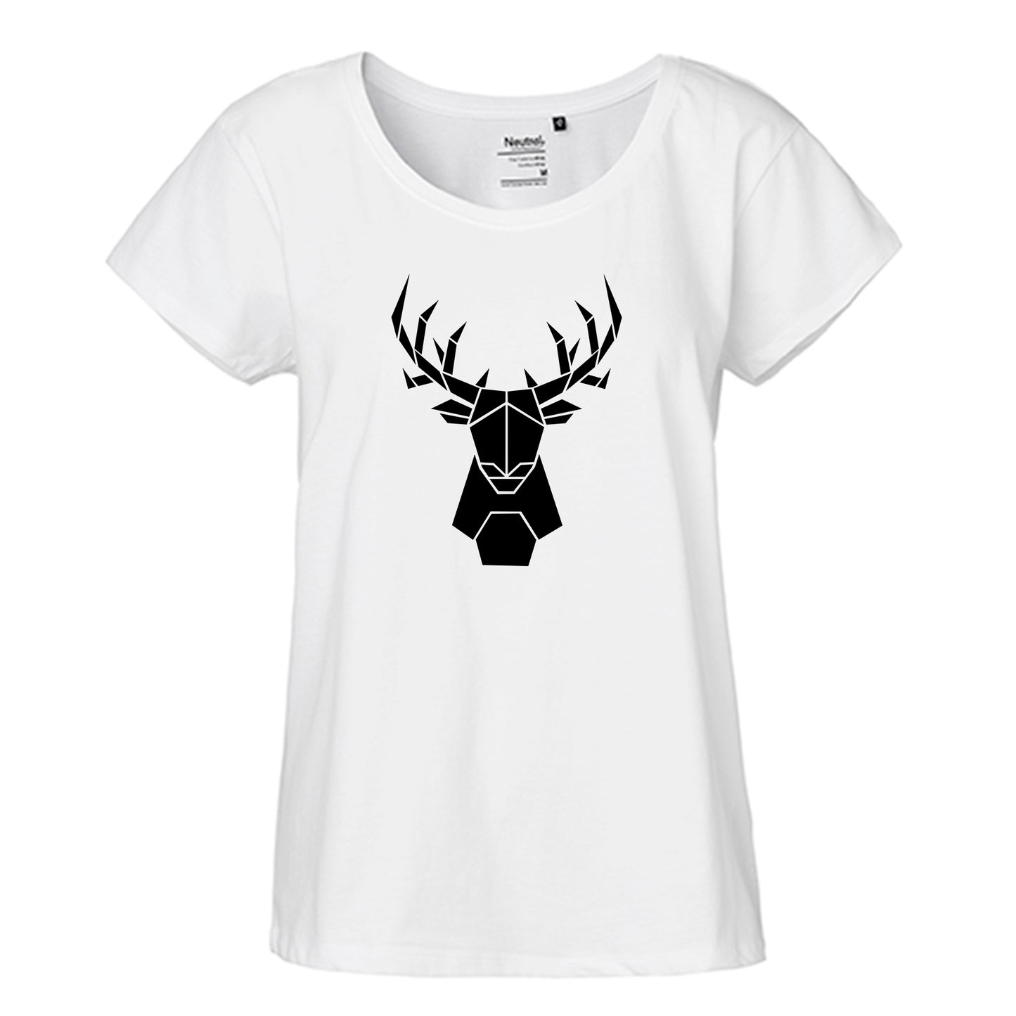 FairTrade Loose Fit Ladies T-Shirt 'Deer Origami' organic cotton