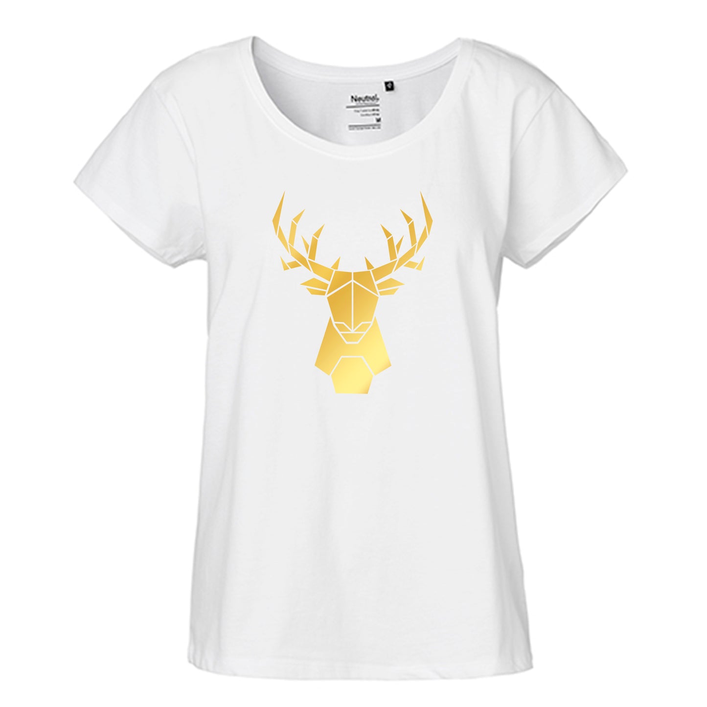 FairTrade Loose Fit Ladies T-Shirt 'Deer Origami' organic cotton