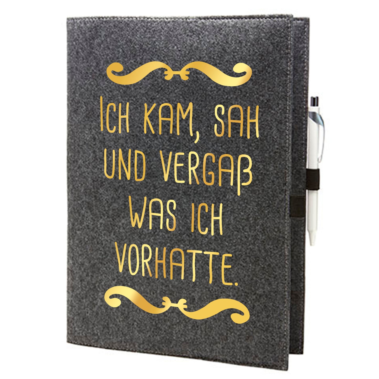 Felt sleeve/envelope for A4 notebook - 'I came, saw and forgot what I was up to'