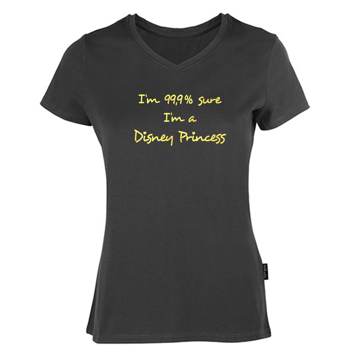 Damen V-Neck T-Shirt / 100% Bio-BW / Motiv: I´M 99,9% sure I´m a Disney Princess