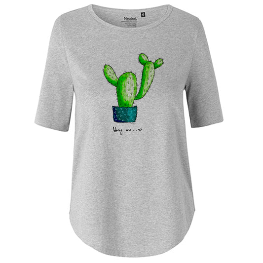 T-Shirt Damen FairTrade Oversized Half Sleeve "Kaktus Hug me"