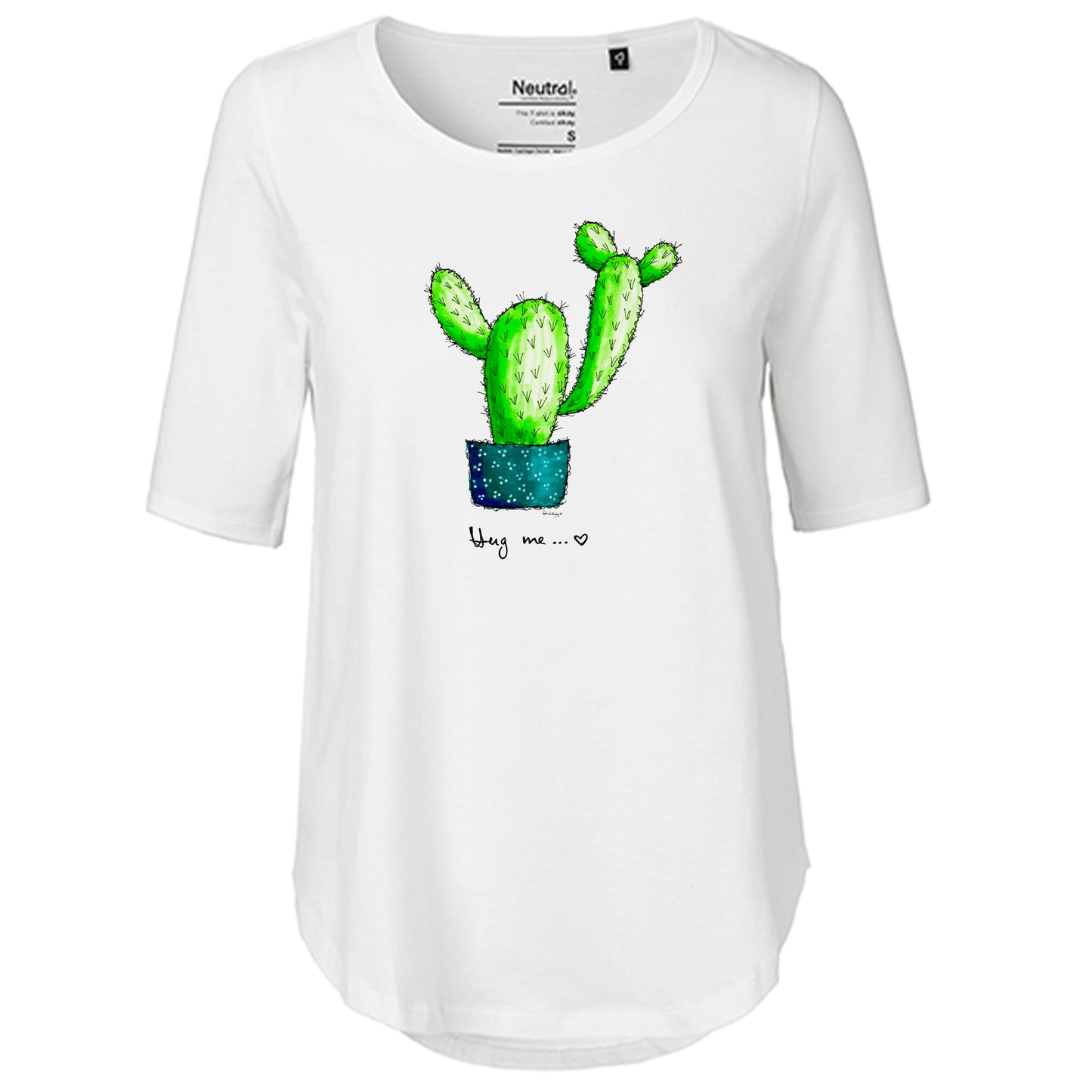 T-Shirt Damen FairTrade Oversized Half Sleeve "Kaktus Hug me"