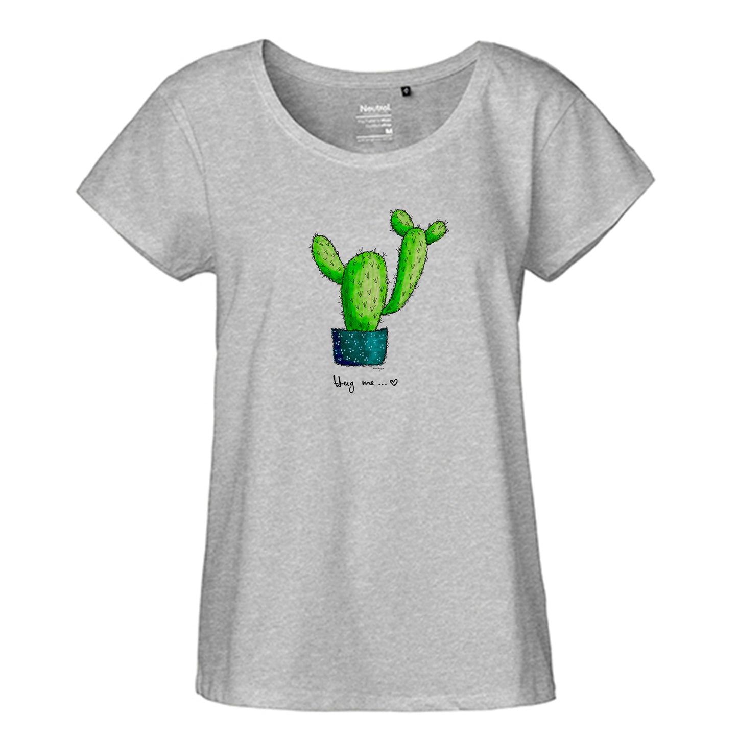 FairTrade Loose Fit Women's T-Shirt 'Kaktus Hug me!' Organic cotton