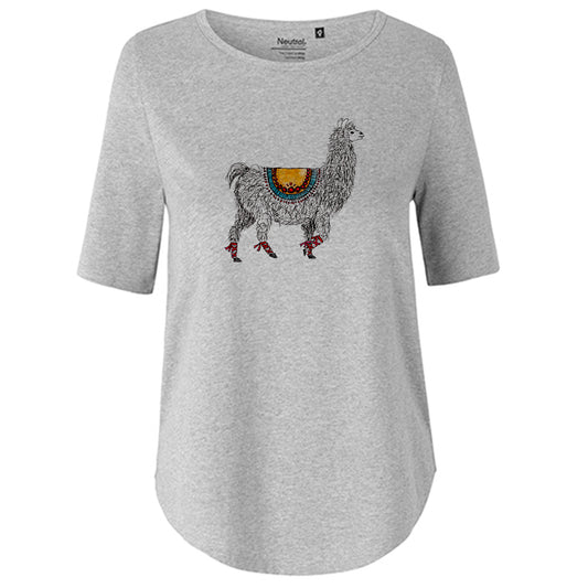 Damen FairTrade Oversized Half Sleeve "Lama gezeichnet"
