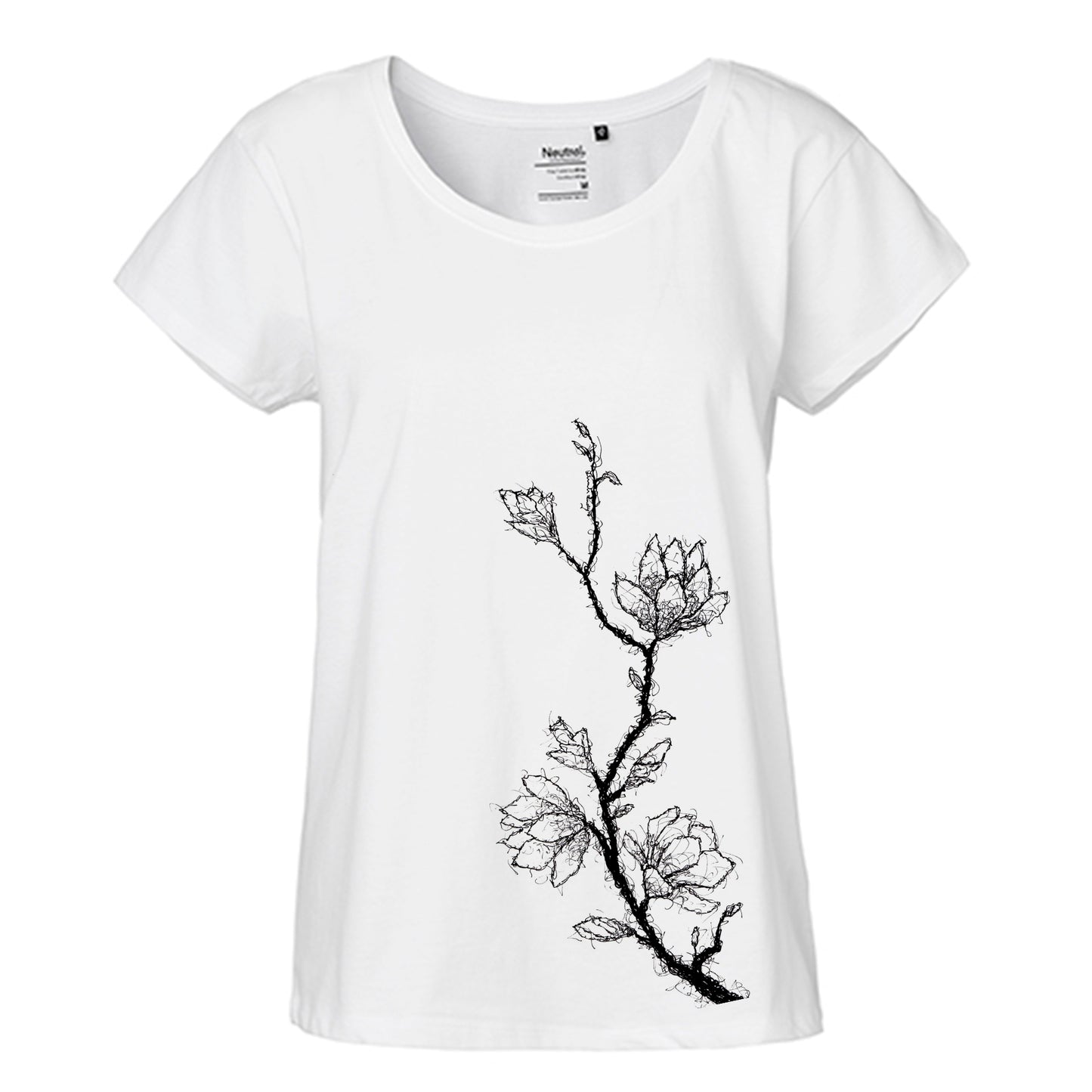 FairTrade Loose Fit T-Shirt 'Magnolia Branch Drawn' Organic Cotton