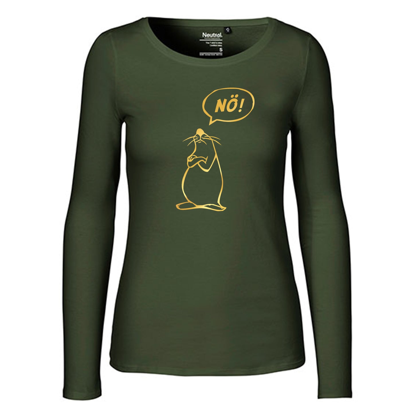 Damen FairTrade Longsleeve "Nö - Comicfigur" 100% BioBaumwolle und aus nachhaltiger Produktion