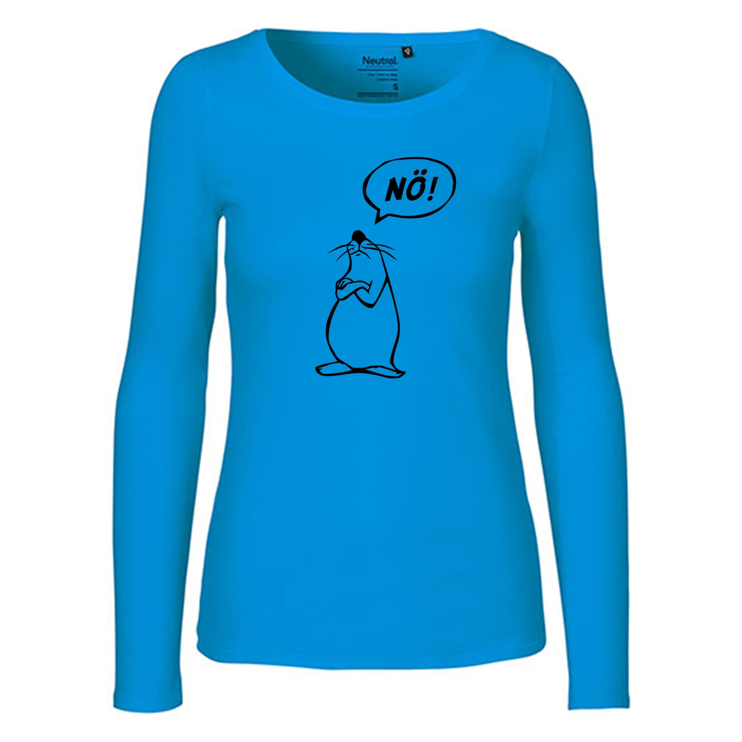 Damen FairTrade Longsleeve "Nö - Comicfigur" 100% BioBaumwolle und aus nachhaltiger Produktion