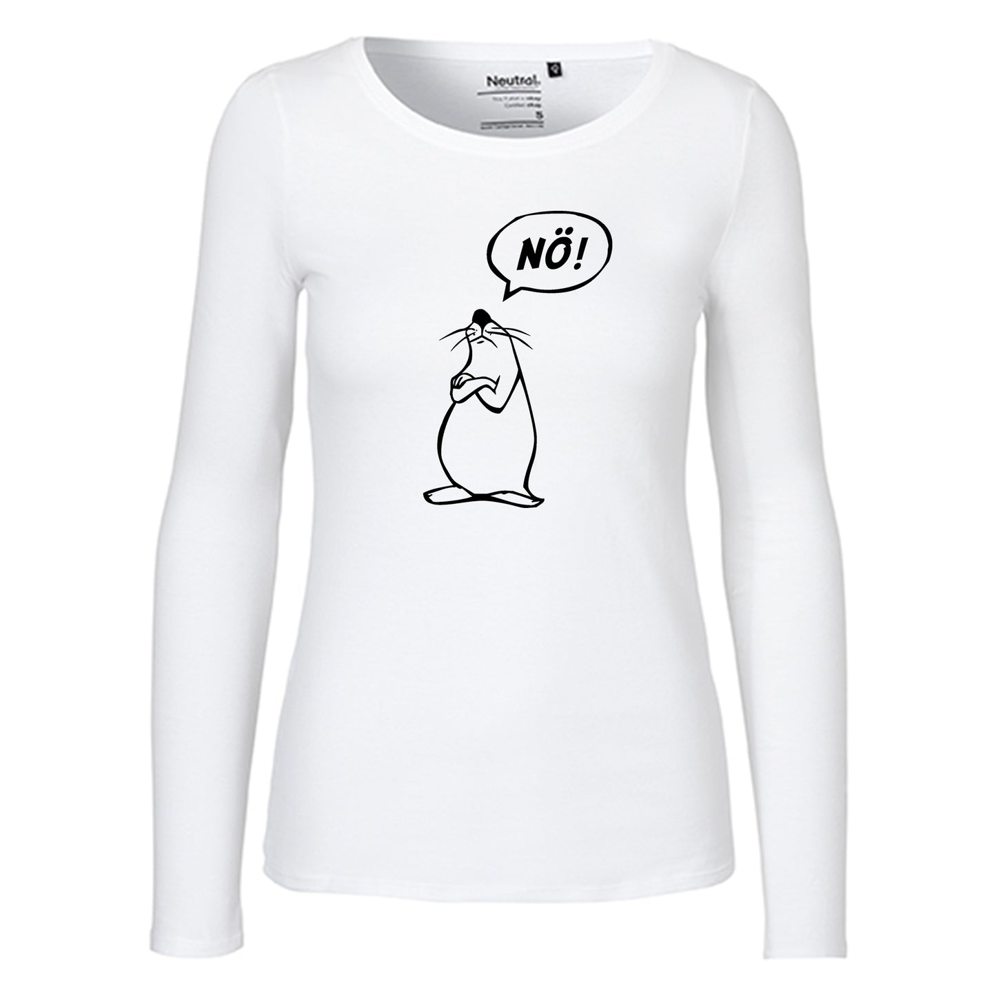 Damen FairTrade Longsleeve "Nö - Comicfigur" 100% BioBaumwolle und aus nachhaltiger Produktion