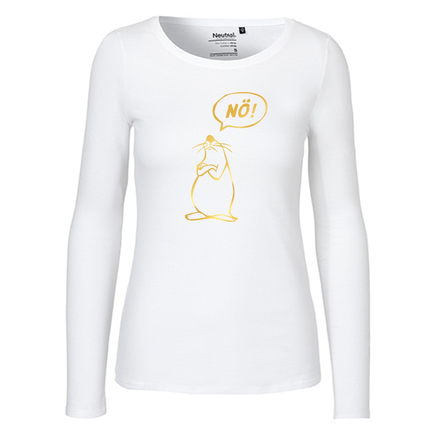 Damen FairTrade Longsleeve "Nö - Comicfigur" 100% BioBaumwolle und aus nachhaltiger Produktion