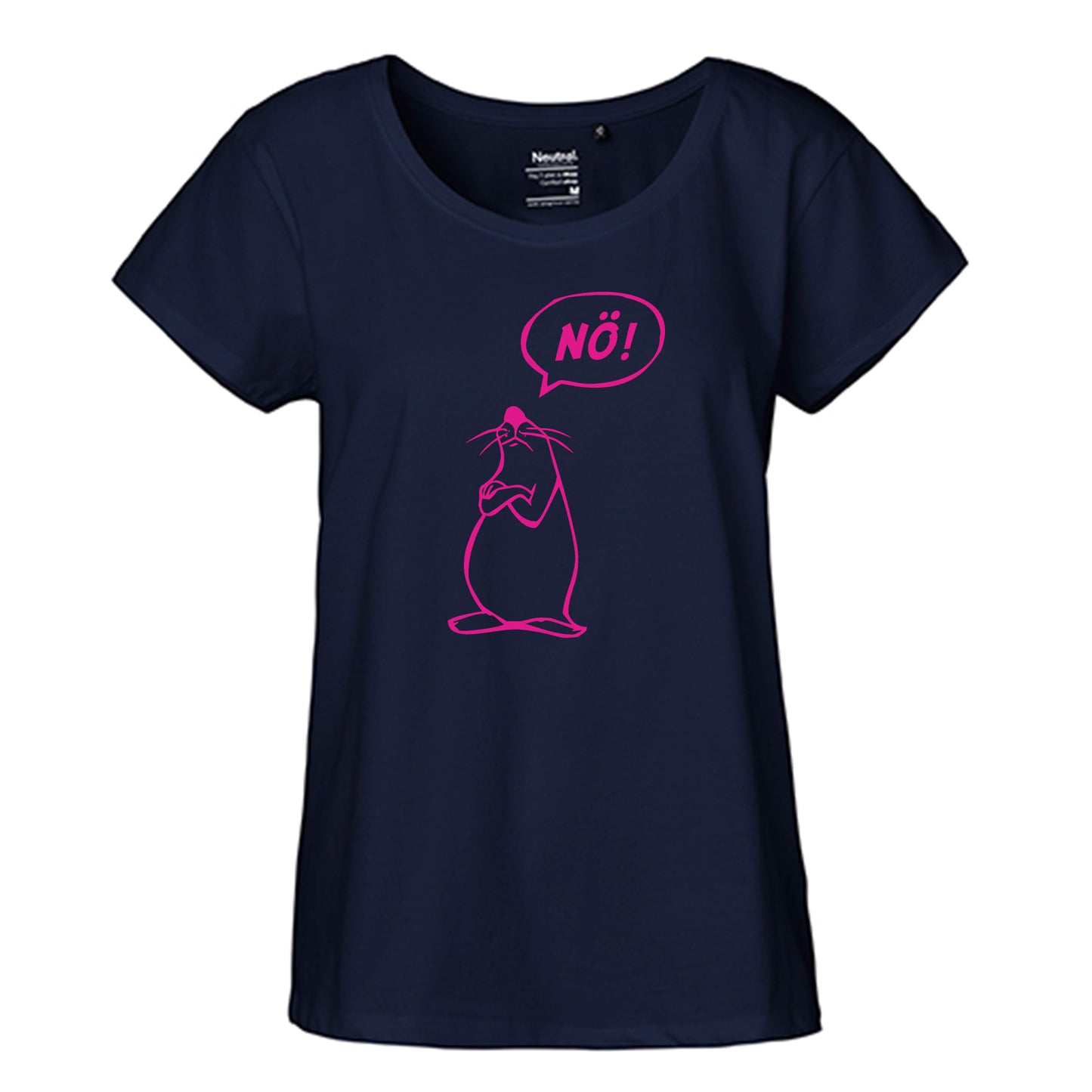 FairTrade Loose Fit Ladies T-Shirt 'Nö- Comicfigur' organic cotton