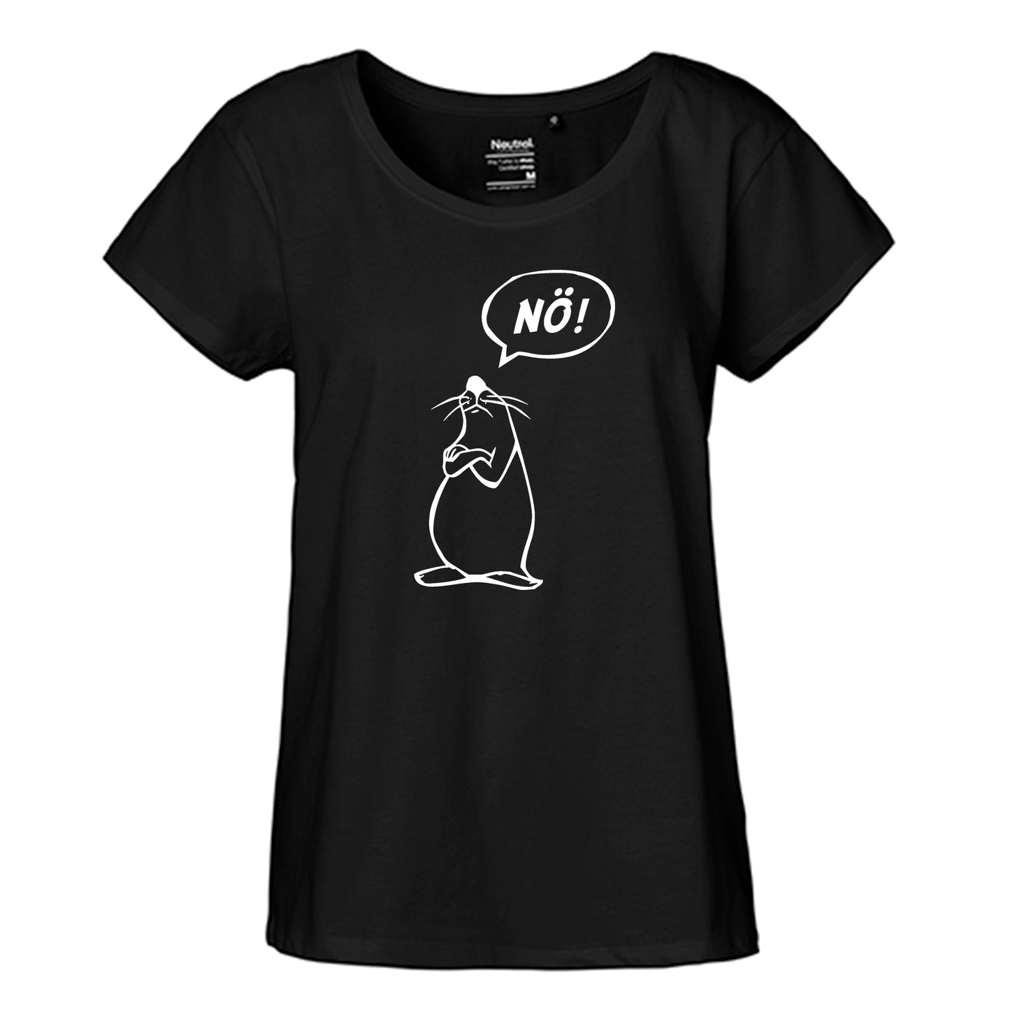 FairTrade Loose Fit Ladies T-Shirt 'Nö- Comicfigur' organic cotton