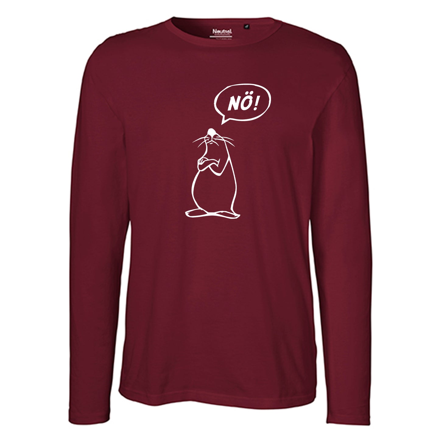 Herren FairTrade Longsleeve Shirt | Motiv "Nö Comicfigur" | 100%  Bio-Baumwolle und aus nachhaltiger Produktion | Größen S-3XL