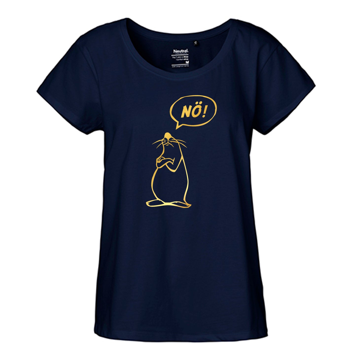 FairTrade Loose Fit Ladies T-Shirt 'Nö- Comicfigur' organic cotton