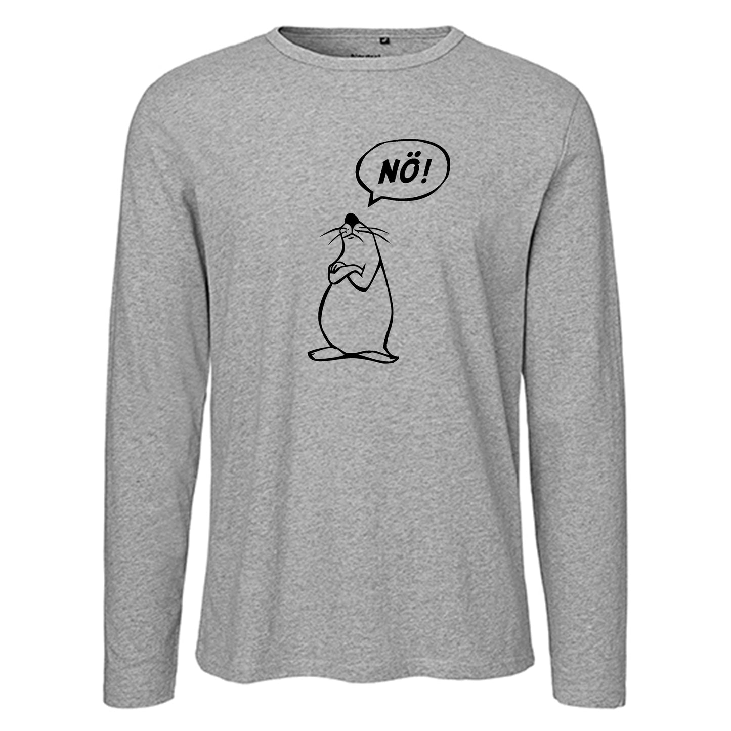 Herren FairTrade Longsleeve Shirt | Motiv "Nö Comicfigur" | 100%  Bio-Baumwolle und aus nachhaltiger Produktion | Größen S-3XL