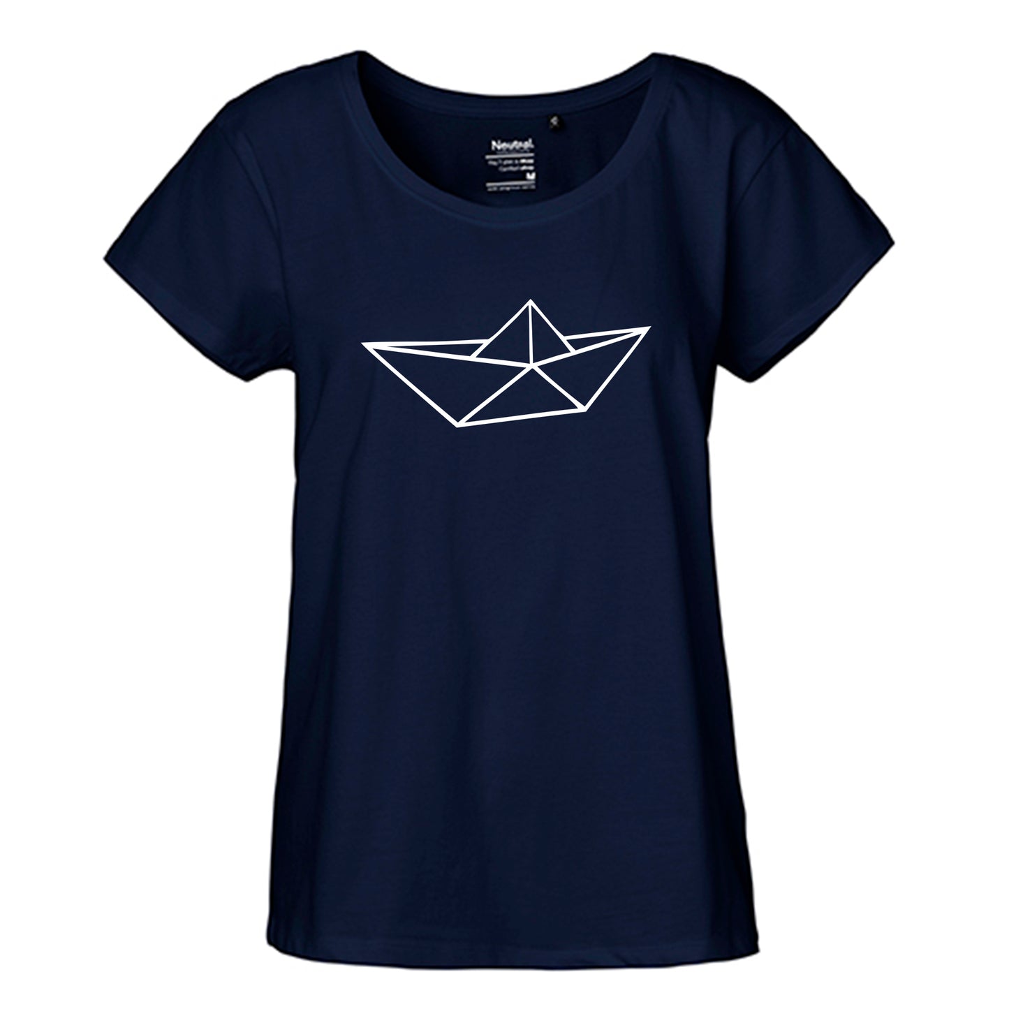 FairTrade Loose Fit Ladies T-Shirt 'Origami Ship' organic cotton