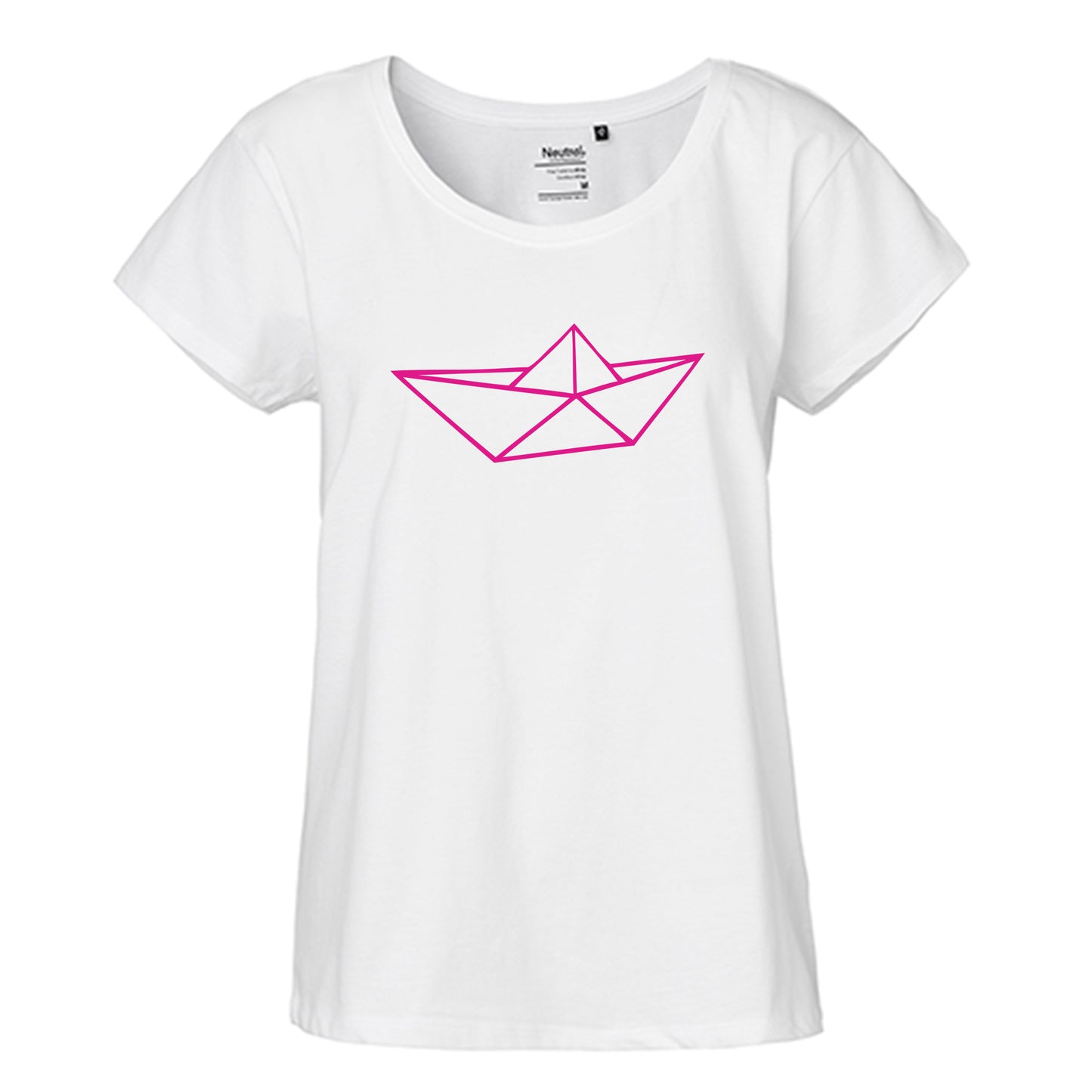 FairTrade Loose Fit Damen T-Shirt 'Origami Schiff' Bio-Baumwolle