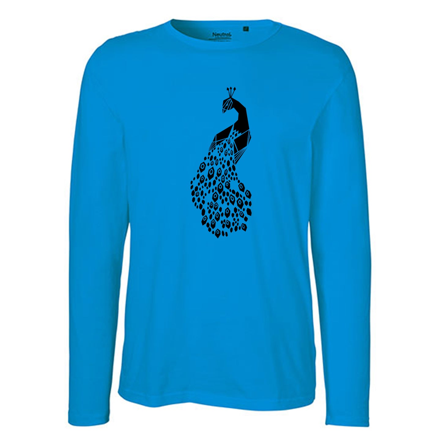 Herren FairTrade Longsleeve Shirt | Motiv "Pfau" | 100%  Bio-Baumwolle und aus nachhaltiger Produktion | Größen S-3XL