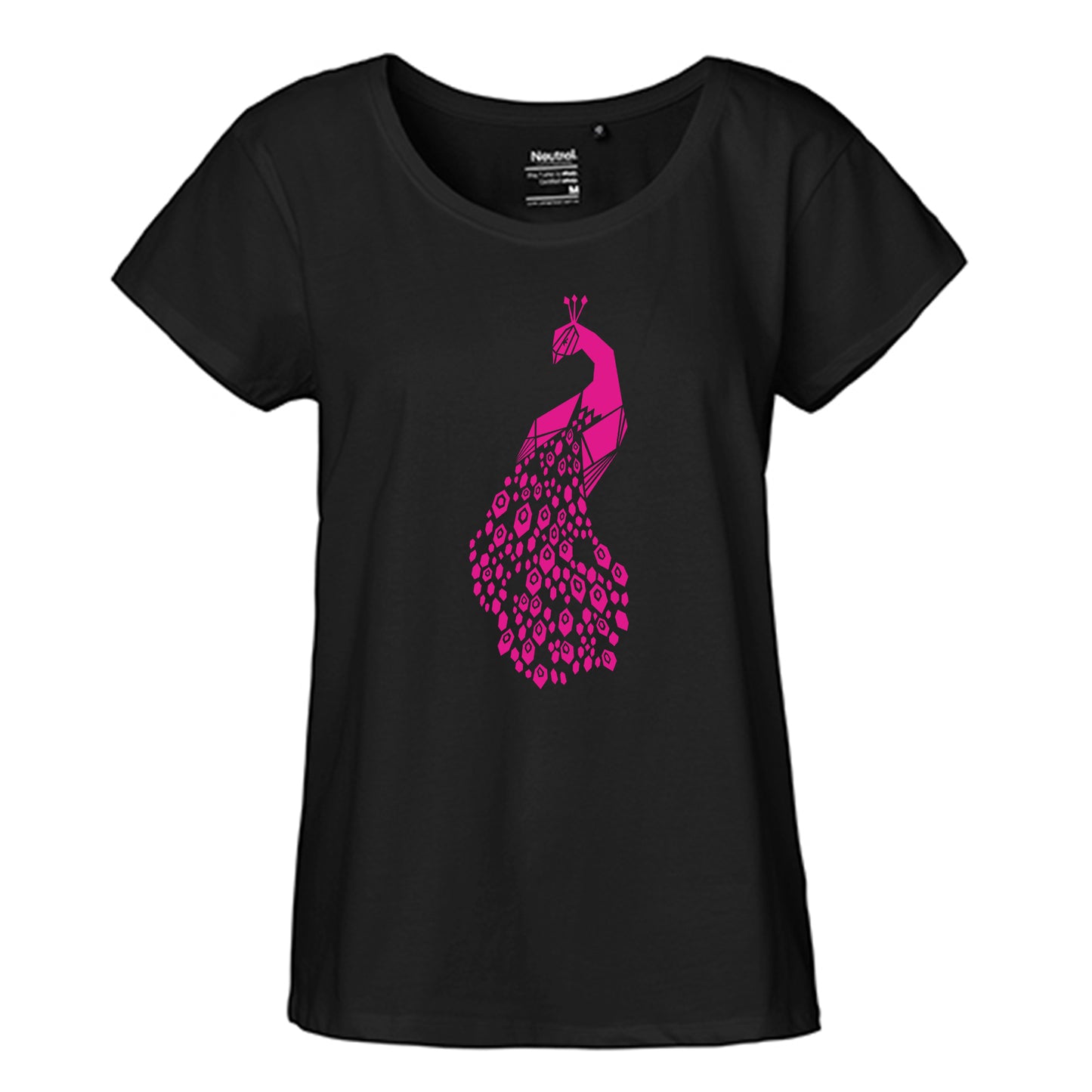 FairTrade Loose Fit Damen T-Shirt 'Pfau' Bio-Baumwolle