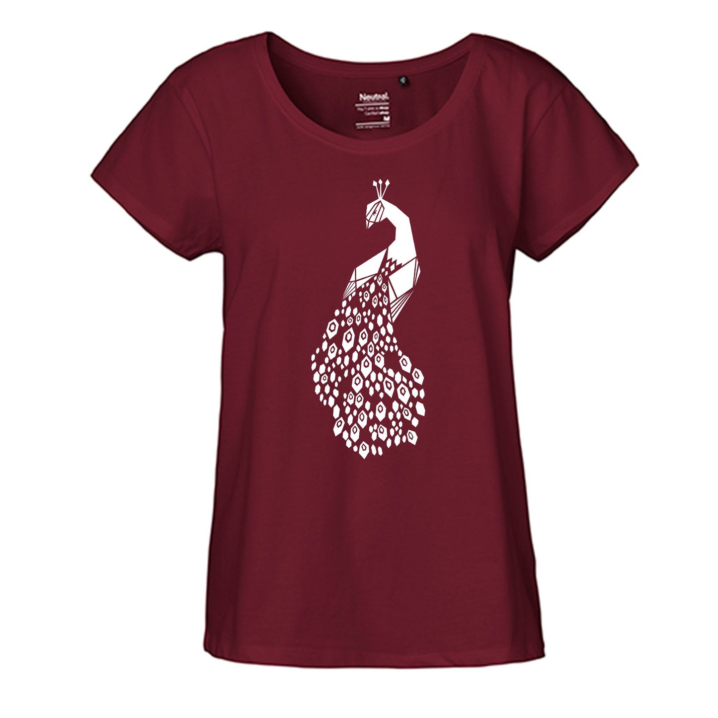 FairTrade Loose Fit Damen T-Shirt 'Pfau' Bio-Baumwolle