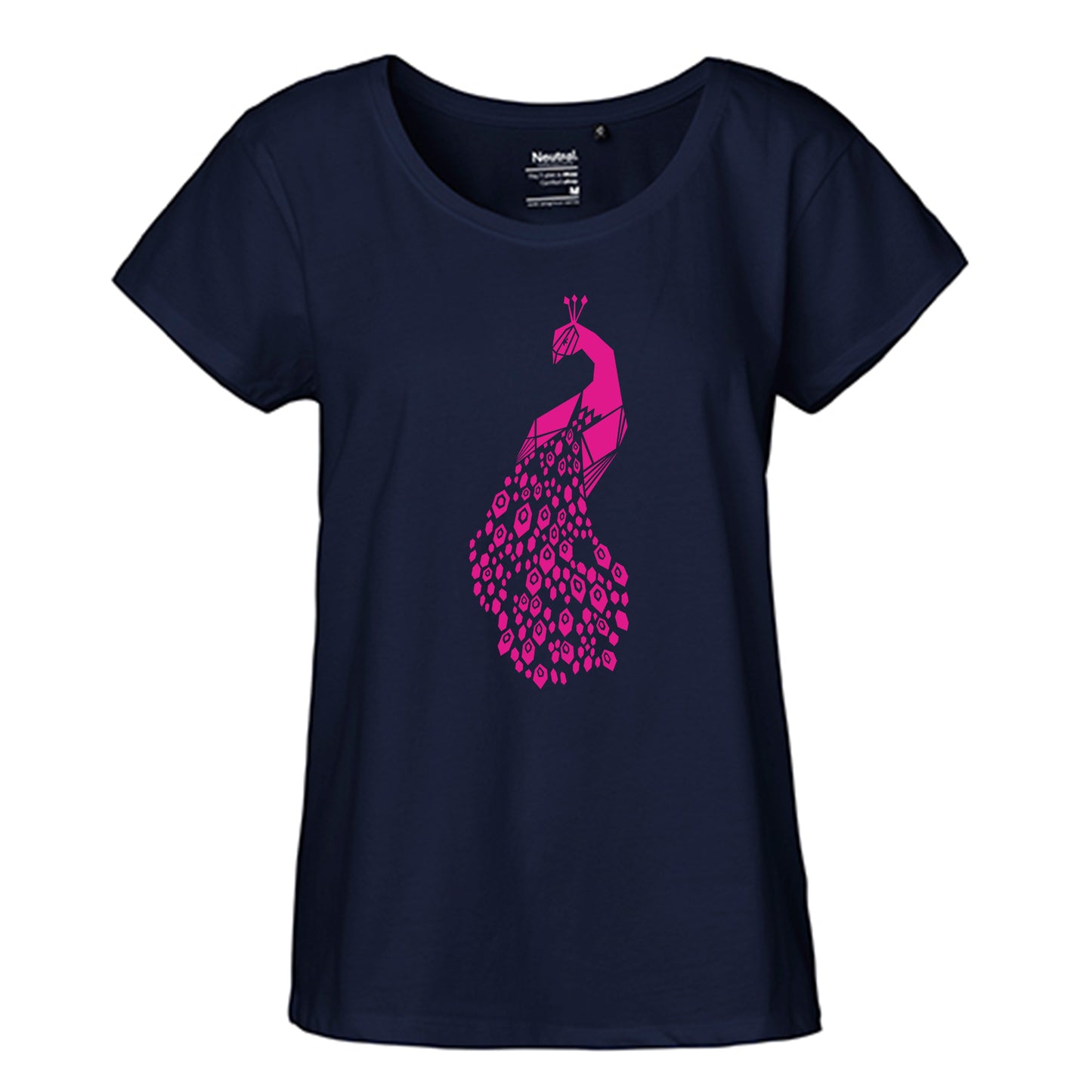 FairTrade Loose Fit Damen T-Shirt 'Pfau' Bio-Baumwolle