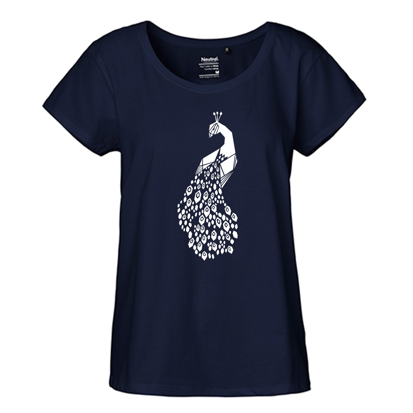 FairTrade Loose Fit Damen T-Shirt 'Pfau' Bio-Baumwolle