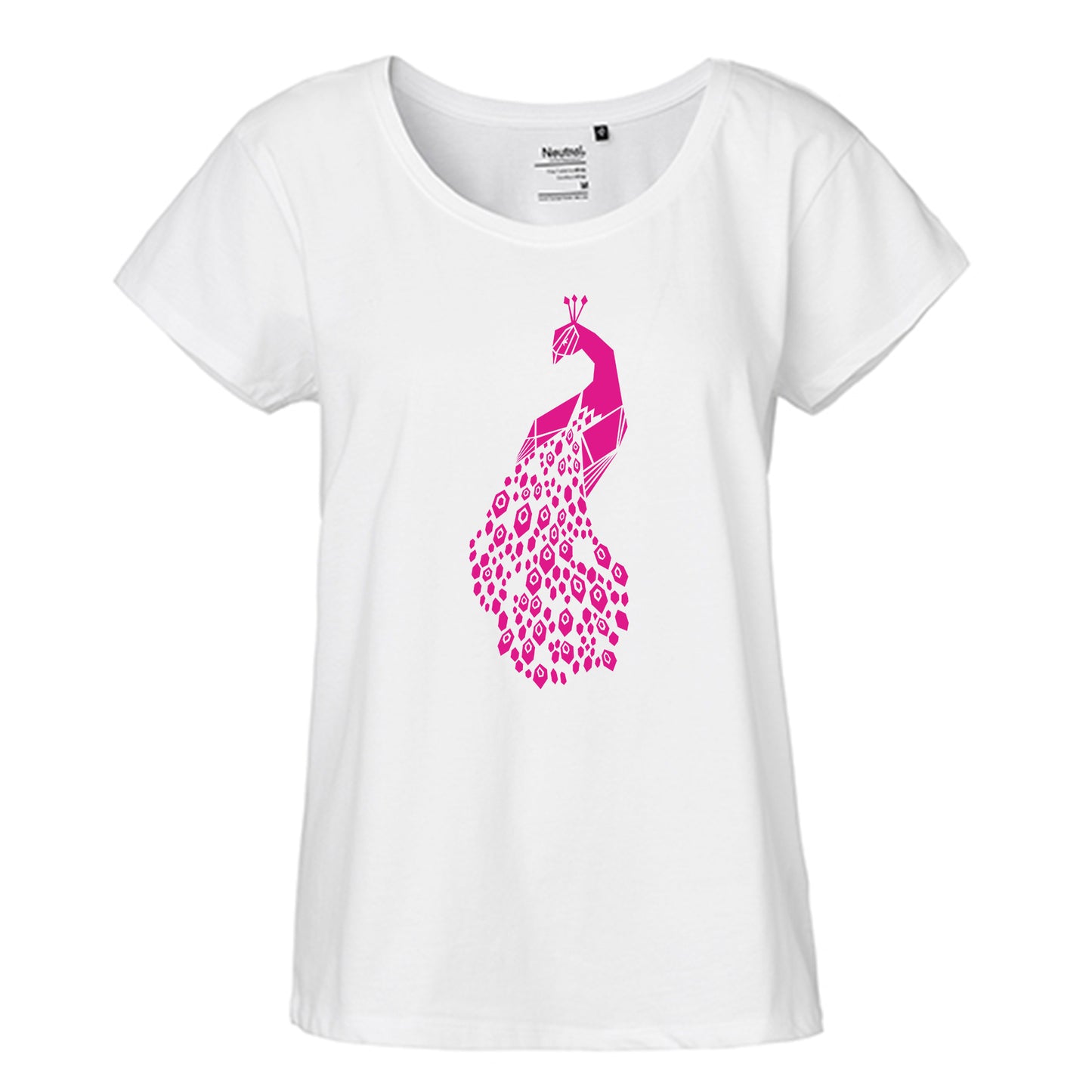 FairTrade Loose Fit Damen T-Shirt 'Pfau' Bio-Baumwolle