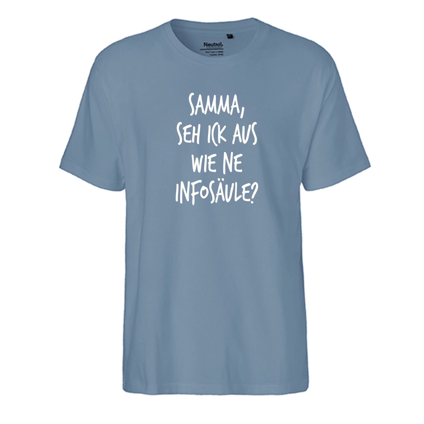 FairTrade Herren T-Shirt 'Samma, seh ick aus wie ne Infosäule?' Bio-Baumwolle