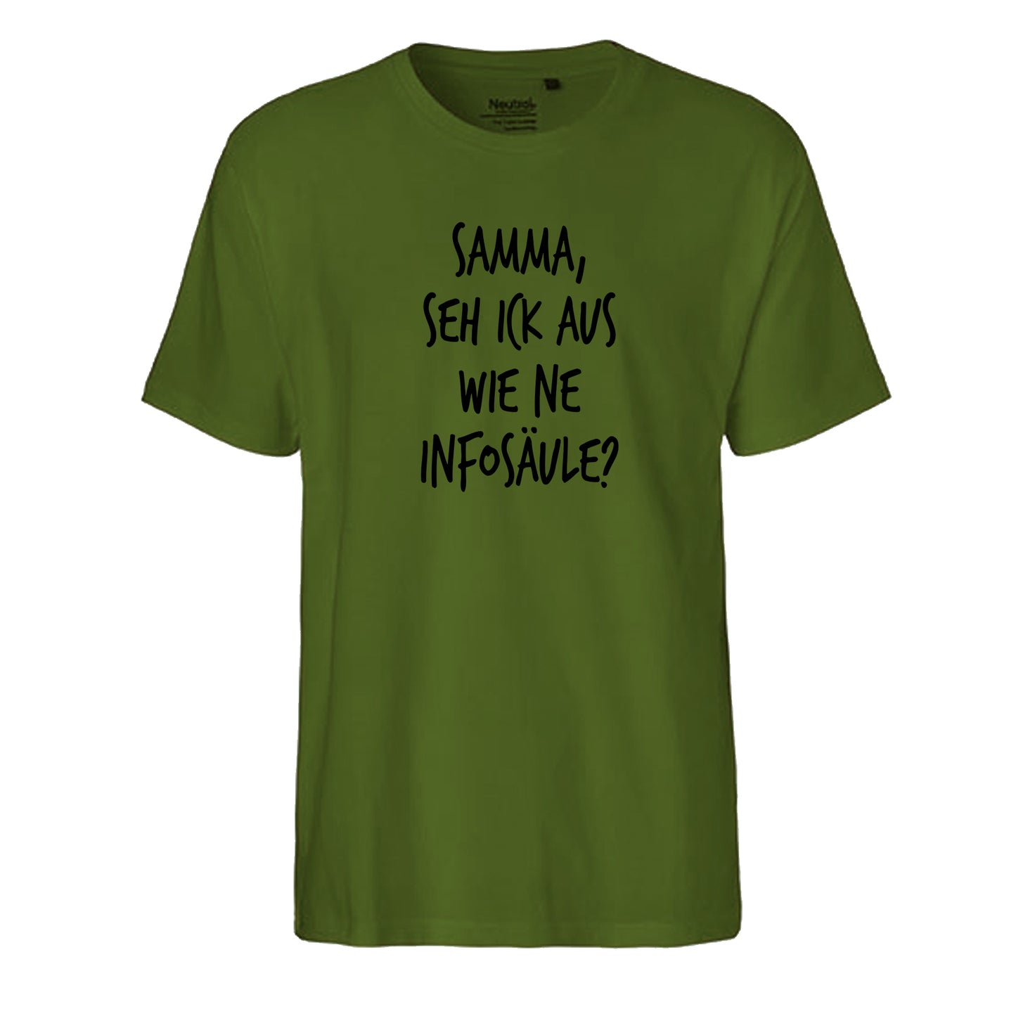 FairTrade Herren T-Shirt 'Samma, seh ick aus wie ne Infosäule?' Bio-Baumwolle