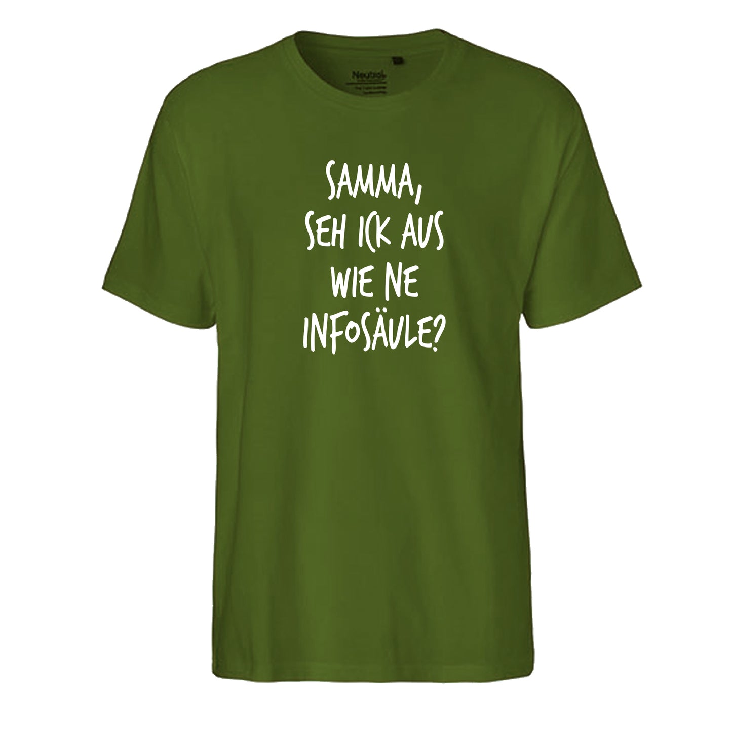 FairTrade Herren T-Shirt 'Samma, seh ick aus wie ne Infosäule?' Bio-Baumwolle