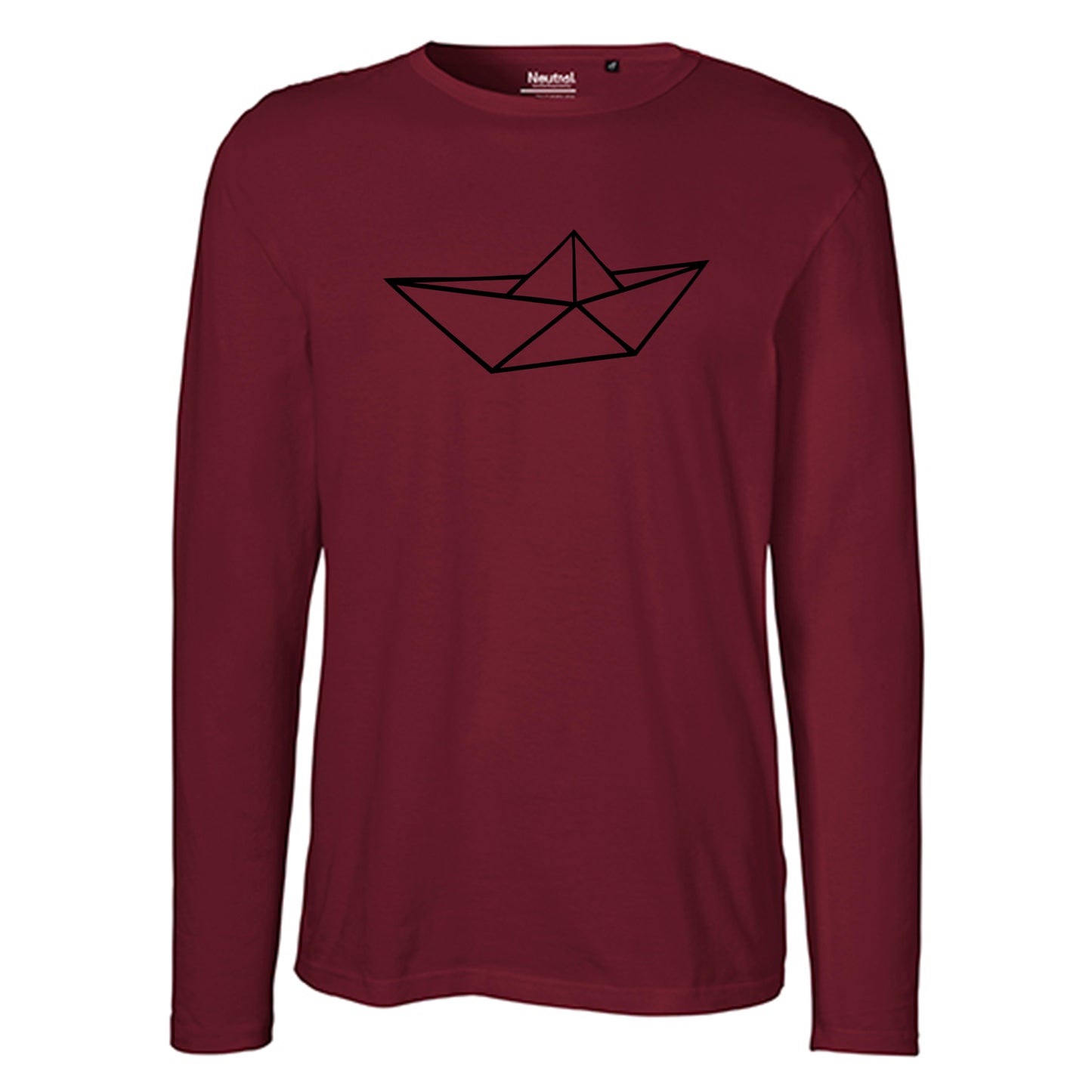 Herren FairTrade Longsleeve Shirt | Motiv "Schiff origami" | 100%  Bio-Baumwolle und aus nachhaltiger Produktion | Größen S-3XL