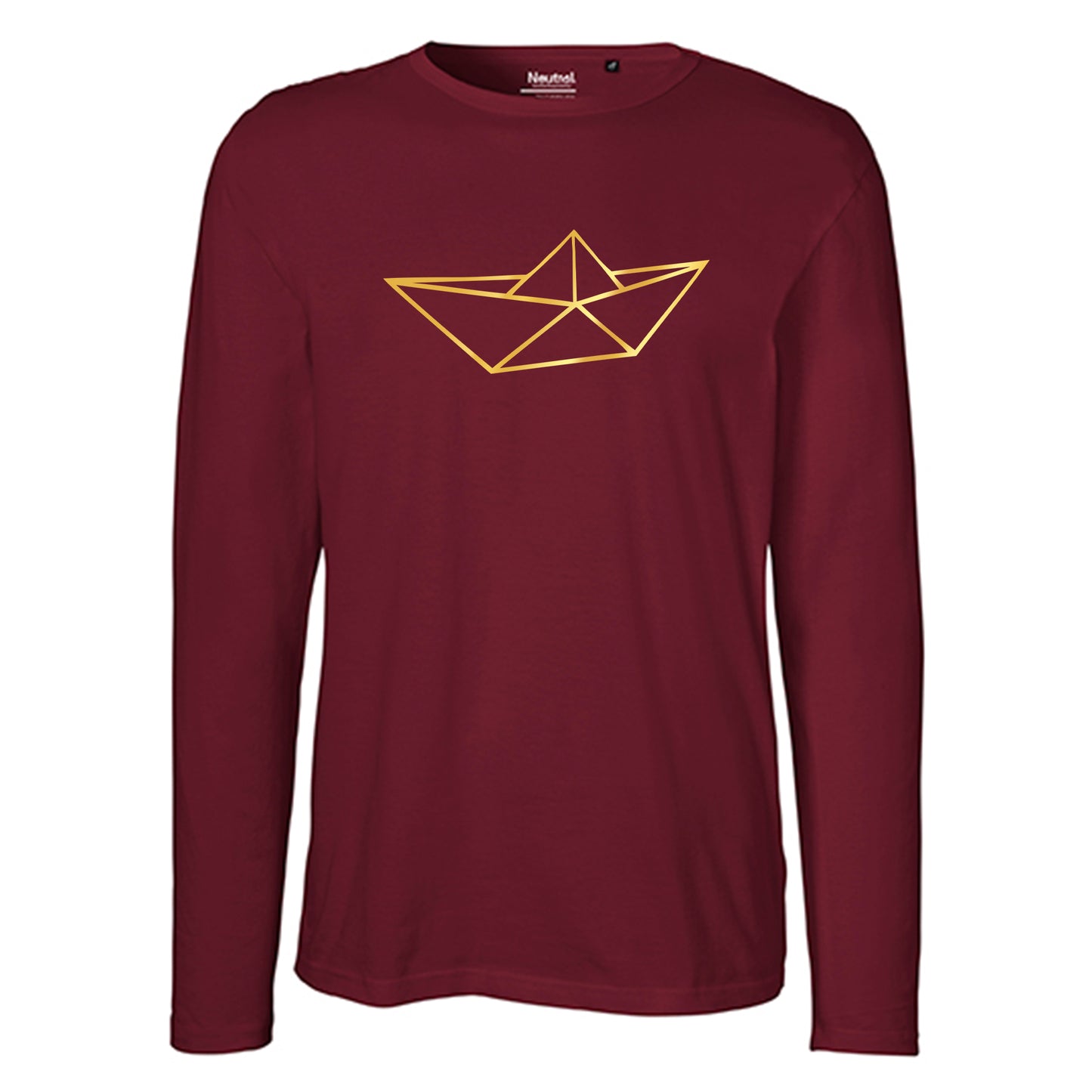 Herren FairTrade Longsleeve Shirt | Motiv "Schiff origami" | 100%  Bio-Baumwolle und aus nachhaltiger Produktion | Größen S-3XL