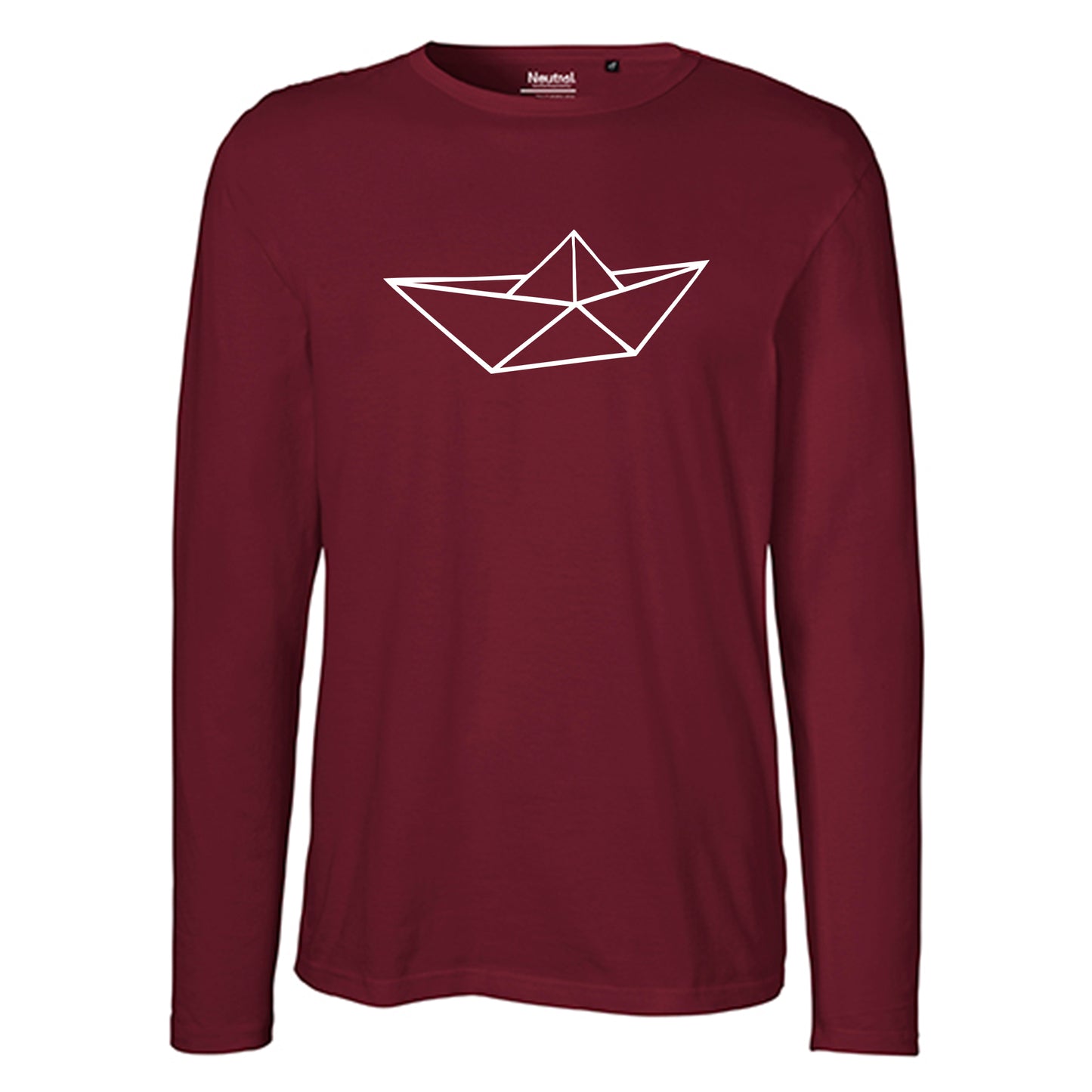 Herren FairTrade Longsleeve Shirt | Motiv "Schiff origami" | 100%  Bio-Baumwolle und aus nachhaltiger Produktion | Größen S-3XL