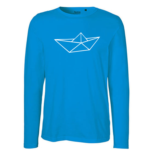 Herren FairTrade Longsleeve Shirt | Motiv "Schiff origami" | 100%  Bio-Baumwolle und aus nachhaltiger Produktion | Größen S-3XL