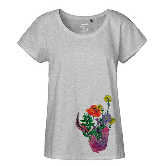 FairTrade Loose Fit Women's T-Shirt 'Flower Bees Lounge' organic cotton