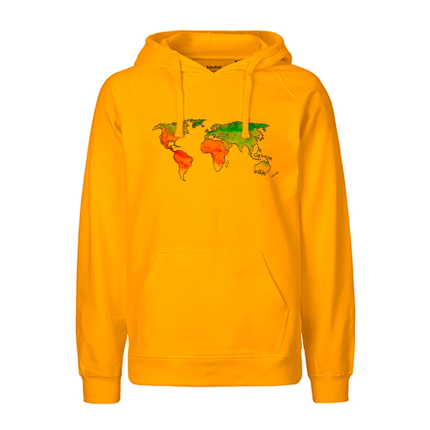 FairTrade hoodie/hoodie 'World map - drawn' 100% organic cotton