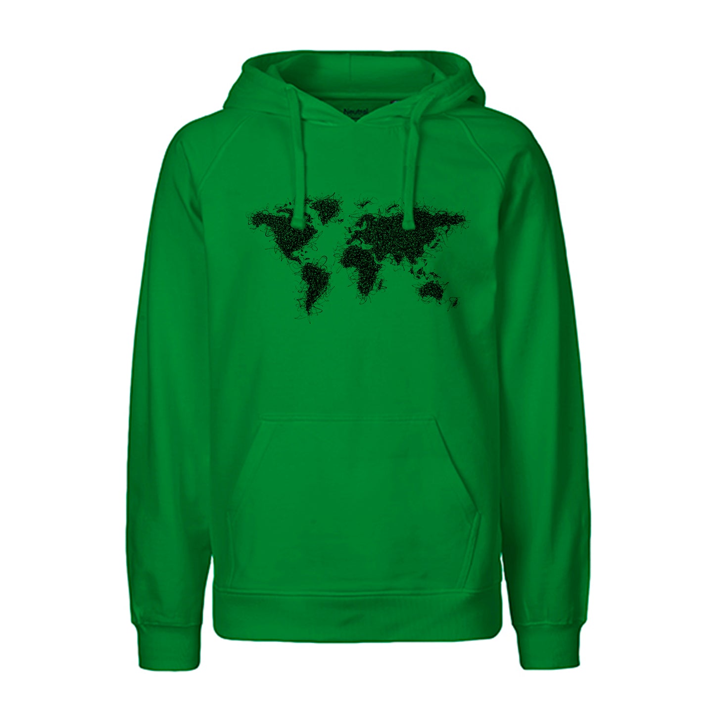 FairTrade hoodie/hoodie 'World map - drawn' 100% organic cotton