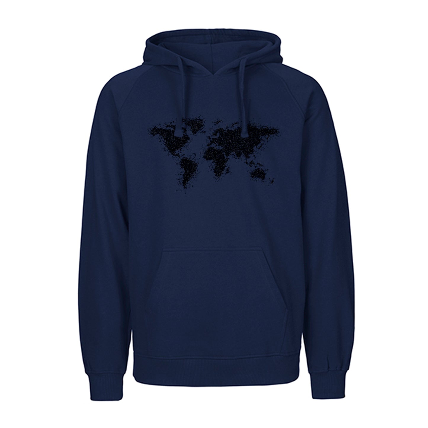 FairTrade hoodie/hoodie 'World map - drawn' 100% organic cotton