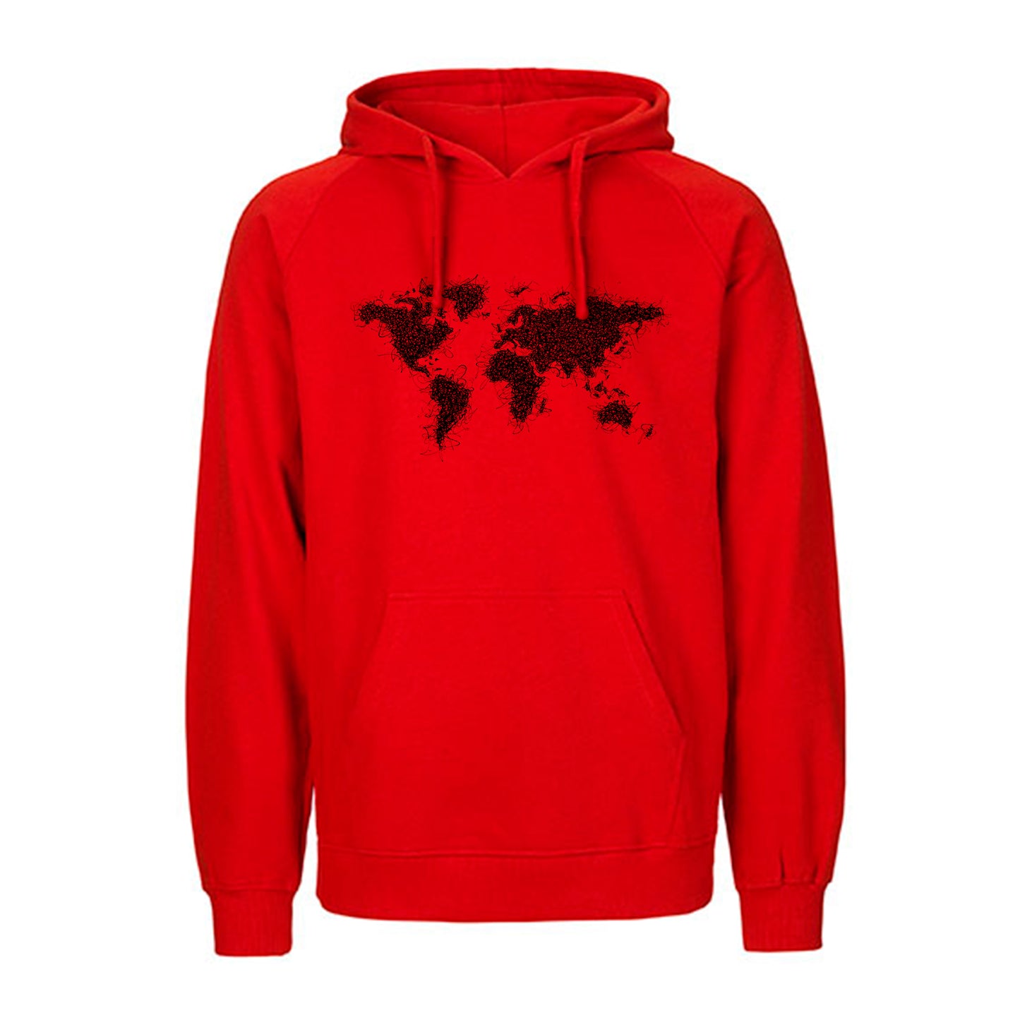 FairTrade hoodie/hoodie 'World map - drawn' 100% organic cotton