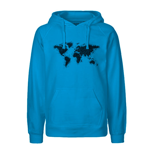 FairTrade hoodie/hoodie 'World map - drawn' 100% organic cotton