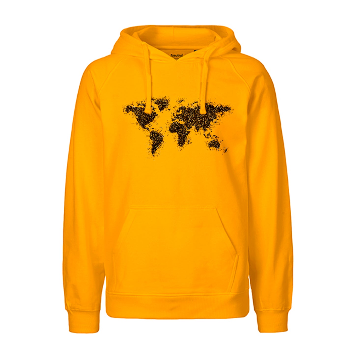 FairTrade hoodie/hoodie 'World map - drawn' 100% organic cotton